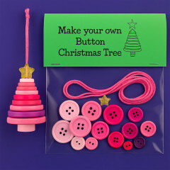 Christmas gift Christmas Button Ornament - Festive Santa Design Craft Kit （green Christmas tree）