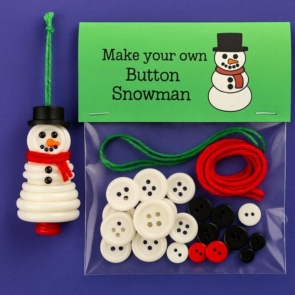 Christmas gift Christmas Button Ornament - Festive Santa Design Craft Kit- Set of 5 pieces（Santa Claus、Snowman、angel、Red Christmas tree and green Christmas tree）