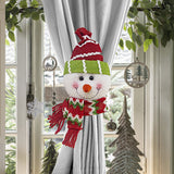 Christmas gift Warm Christmas Atmosphere - Festive Curtain Tie Decorations - Santa & Snowman Designs - Cozy Knitted Fabric（Santa Claus） - Front View