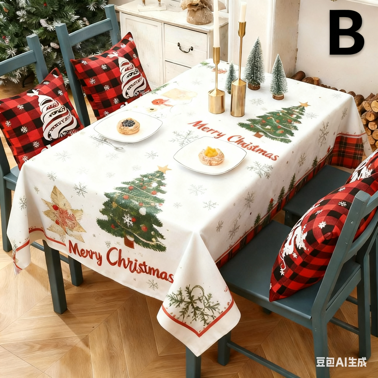 Christmas gift Christmas Tablecloth - Festive 180x150cm Table Cover for Holiday Dining & Home Decor（D）