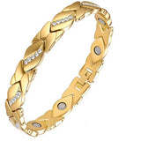 Christmas gift Stylish Ancient Copper Magnetic Therapy Bracelet with Diamond Accents - Enhance Health & Elegance（bronze）