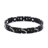 Christmas gift Stylish Ancient Copper Magnetic Therapy Bracelet with Diamond Accents - Enhance Health & Elegance（bronze） - Rear View