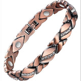 Christmas gift Stylish Ancient Copper Magnetic Therapy Bracelet with Diamond Accents - Enhance Health & Elegance（golden）