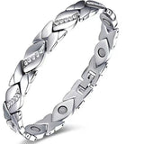 Christmas gift Stylish Ancient Copper Magnetic Therapy Bracelet with Diamond Accents - Enhance Health & Elegance（Rose gold）