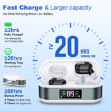 Rechargeable In-the-Ear Hearing Aids with Charging Case and LCD Display – Ultra-Compact Sound Amplifier for Seniors (White & Green Case, Black Device)
