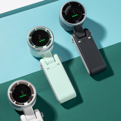 Portable Turbo Handheld Fan with Digital Display – 5-Speed Rechargeable Mini Fan, 3600mAh Battery, Foldable & Neck Strap Design for Outdoor Travel and Daily Use(Green)