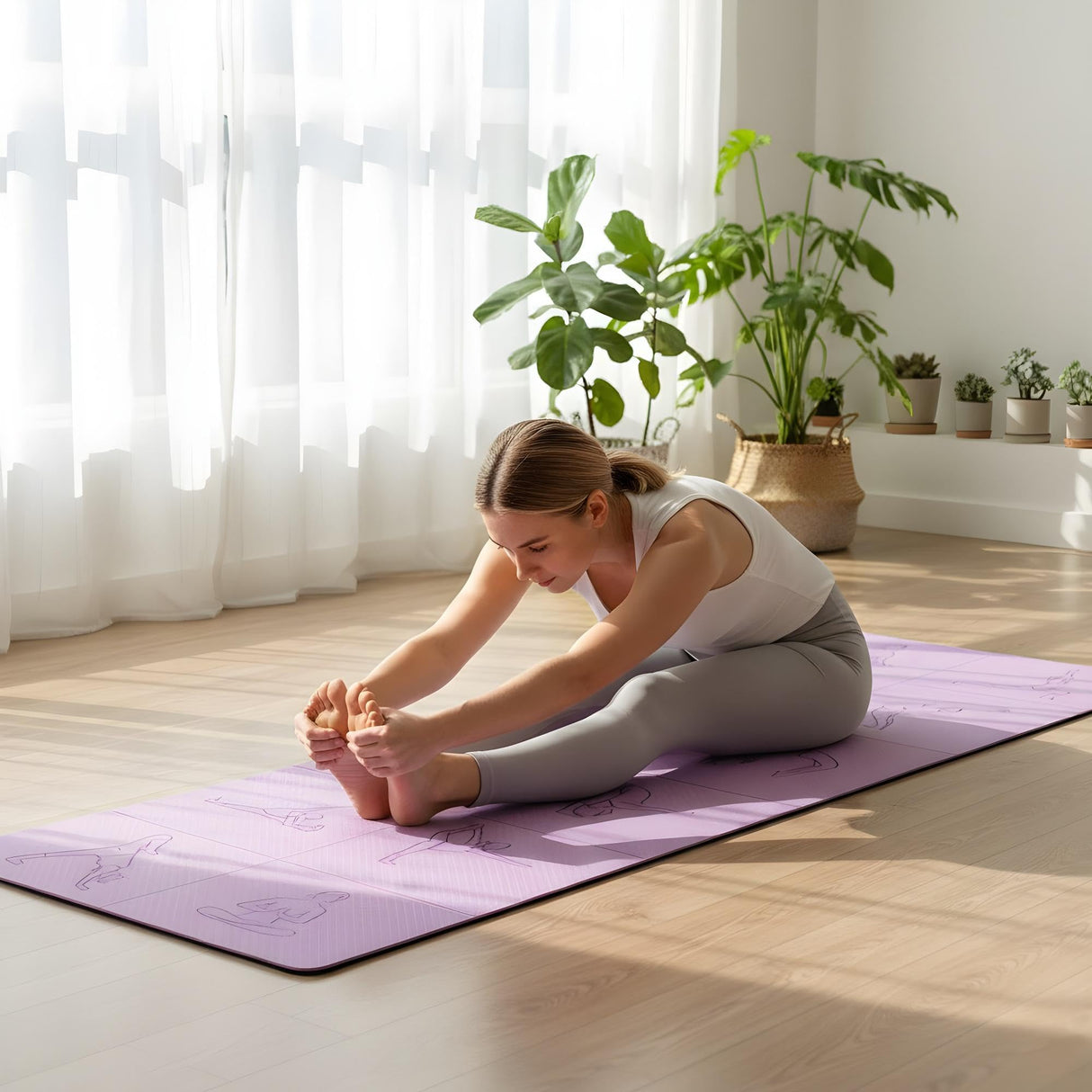 Portable Foldable Yoga Mat – Dual-Sided Non-Slip TPE Exercise Mat for Yoga, Pilates, Kids Nap & Travel (Purple) | Other Colors Available in Store