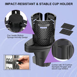 Dual Cup Holder Expander with 360° Rotating Tray – Adjustable Drink & Snack Organizer for Cars, Trucks, SUVs and RVs (Black) - Side View