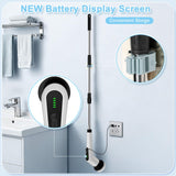 Wireless Electric Cleaning Brush with 8 Replaceable Heads – Adjustable Extendable Handle for Bathroom, Kitchen, Tiles & Car (White) - Close-Up Angle