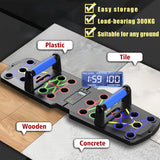 Smart Push-Up Bar with Counter & Timer – Foldable Home Workout Board for Chest, Shoulders, Back & Triceps Training (Black) - Side View