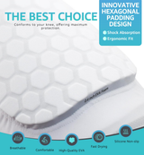 Honeycomb Knee Pads for Kids, Teens & Adults – Protective Compression Knee Guards for Basketball, Football, Cycling & Running(White,L) - 45-Degree Angle
