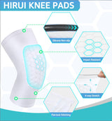 Honeycomb Knee Pads for Kids, Teens & Adults – Protective Compression Knee Guards for Basketball, Football, Cycling & Running(White,XXL)