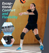 Honeycomb Knee Pads for Kids, Teens & Adults – Protective Compression Knee Guards for Basketball, Football, Cycling & Running(Black,M) - Top-Down View