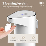 Automatic Sensor Foam Soap Dispenser – 350mL Rechargeable Touchless Hand Soap Pump with 3 Adjustable Levels & Type-C Charging (White) - Top-Down View
