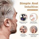 Rechargeable Behind-the-Ear Hearing Aids with Charging Case – Lightweight & Invisible Sound Amplifier for Seniors (Black Case, Skin Tone Device) - 45-Degree Angle