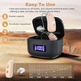 Rechargeable Behind-the-Ear Hearing Aids with Charging Case – Lightweight & Invisible Sound Amplifier for Seniors (Black Case, Skin Tone Device) - Close-Up Angle