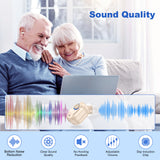 Rechargeable In-the-Ear Hearing Aids with Charging Case and LCD Display – Ultra-Compact Sound Amplifier for Seniors (Black & Green Case, Skin Tone Device) - Close-Up Angle