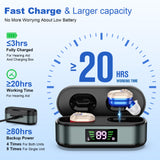 Rechargeable In-the-Ear Hearing Aids with Charging Case and LCD Display – Ultra-Compact Sound Amplifier for Seniors (Black & Green Case, Red & Blue Device) - Top-Down View