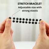 16mm Natural Black Obsidian Beaded Bracelet for Men and Women – Stretchable Healing Crystal Jewelry with Elastic Band, Protective Energy Stone Gift for Birthday, Valentine’s Day, Meditation (Black)