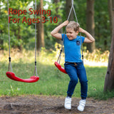 Outdoor Kids Plastic Swing Seat with Adjustable Rope – Durable Tree Swing for Backyard, 220lb Capacity, Red (Red) - Low Angle