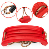 Outdoor Kids Plastic Swing Seat with Adjustable Rope – Durable Tree Swing for Backyard, 220lb Capacity, Red (Red)