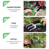 Complete 8-Piece Garden Tool Set with Carry Bag – Stainless Steel & Aluminum Tools for Digging, Pruning, Planting, and Weeding - Top-Down View