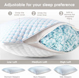 Standard Size Cooling Pillow with Shredded Memory Foam & Gel Infusion – Adjustable Loft, Breathable Dual-Sided Cover, 20