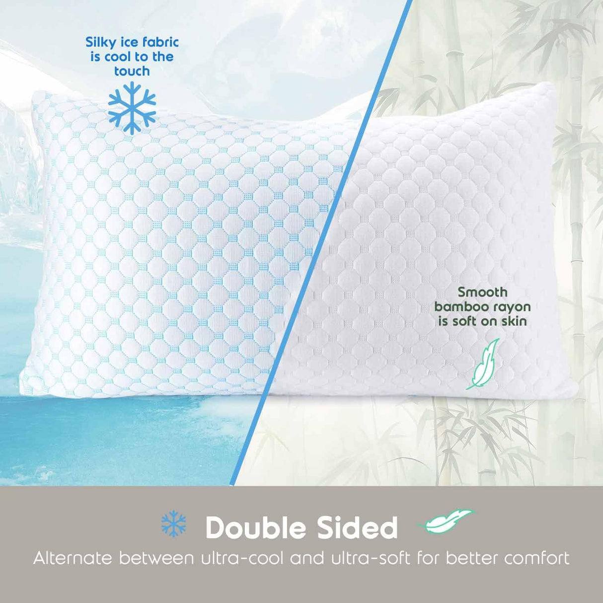 Standard Size Cooling Pillow with Shredded Memory Foam & Gel Infusion – Adjustable Loft, Breathable Dual-Sided Cover, 20" x 26" (Blue) | Other Sizes Available in Store
