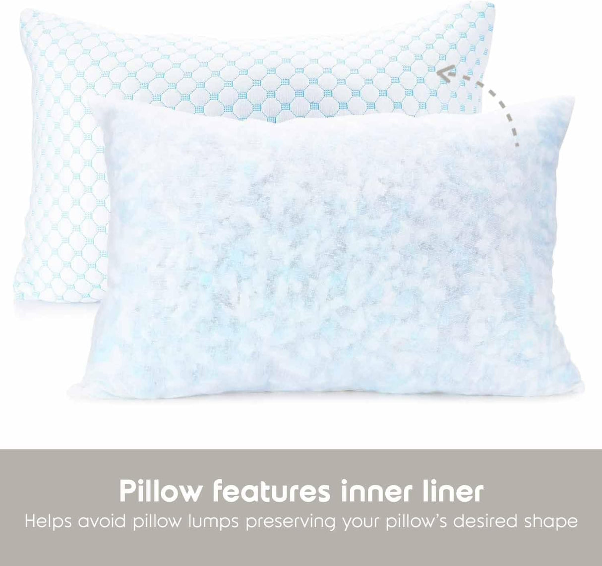 Standard Size Cooling Pillow with Shredded Memory Foam & Gel Infusion – Adjustable Loft, Breathable Dual-Sided Cover, 20" x 26" (Blue) | Other Sizes Available in Store