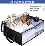 Large Capacity Foldable Hat Organizer Storage Box with Clear See-Through Window for Baseball Caps, Clothes, Toys, and Books, Underbed and Closet Container (Black) - Close-Up Angle