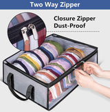 Large Capacity Foldable Hat Organizer Storage Box with Clear See-Through Window for Baseball Caps, Clothes, Toys, and Books, Underbed and Closet Container (Grey) - 45-Degree Angle