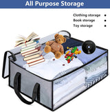 Large Capacity Foldable Hat Organizer Storage Box with Clear See-Through Window for Baseball Caps, Clothes, Toys, and Books, Underbed and Closet Container (Grey) - Close-Up Angle