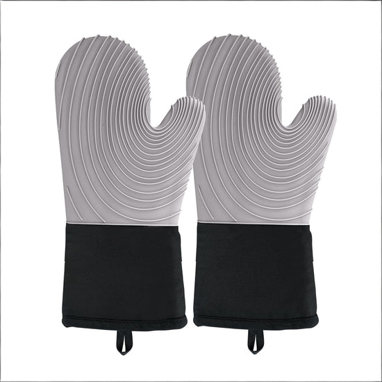 Premium Silicone Oven Mitts – Heat Resistant Up to 500°F, Non-Slip Grip, Easy to Clean, Food Grade & BPA-Free, Ideal for Grilling, Baking, Cooking, Microwave Use (Grey)