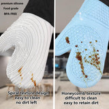 Premium Silicone Oven Mitts – Heat Resistant Up to 500°F, Non-Slip Grip, Easy to Clean, Food Grade & BPA-Free, Ideal for Grilling, Baking, Cooking, Microwave Use (Grey) - Front View