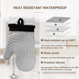 Premium Silicone Oven Mitts – Heat Resistant Up to 500°F, Non-Slip Grip, Easy to Clean, Food Grade & BPA-Free, Ideal for Grilling, Baking, Cooking, Microwave Use (Grey) - Side View