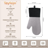 Premium Silicone Oven Mitts – Heat Resistant Up to 500°F, Non-Slip Grip, Easy to Clean, Food Grade & BPA-Free, Ideal for Grilling, Baking, Cooking, Microwave Use (Grey)