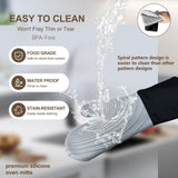 Premium Silicone Oven Mitts – Heat Resistant Up to 500°F, Non-Slip Grip, Easy to Clean, Food Grade & BPA-Free, Ideal for Grilling, Baking, Cooking, Microwave Use (Grey) - Low Angle