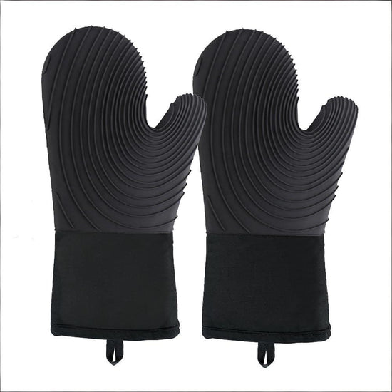 Premium Silicone Oven Mitts – Heat Resistant Up to 500°F, Non-Slip Grip, Easy to Clean, Food Grade & BPA-Free, Ideal for Grilling, Baking, Cooking, Microwave Use (Black)