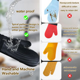 Premium Silicone Oven Mitts – Heat Resistant Up to 500°F, Non-Slip Grip, Easy to Clean, Food Grade & BPA-Free, Ideal for Grilling, Baking, Cooking, Microwave Use (Black) - Front View