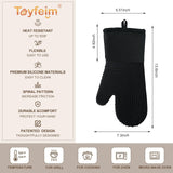 Premium Silicone Oven Mitts – Heat Resistant Up to 500°F, Non-Slip Grip, Easy to Clean, Food Grade & BPA-Free, Ideal for Grilling, Baking, Cooking, Microwave Use (Black) - 45-Degree Angle