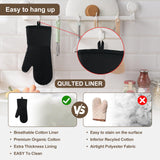 Premium Silicone Oven Mitts – Heat Resistant Up to 500°F, Non-Slip Grip, Easy to Clean, Food Grade & BPA-Free, Ideal for Grilling, Baking, Cooking, Microwave Use (Black) - Rear View