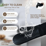 Premium Silicone Oven Mitts – Heat Resistant Up to 500°F, Non-Slip Grip, Easy to Clean, Food Grade & BPA-Free, Ideal for Grilling, Baking, Cooking, Microwave Use (Black) - Close-Up Angle