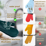 Premium Silicone Oven Mitts – Heat Resistant Up to 500°F, Non-Slip Grip, Easy to Clean, Food Grade & BPA-Free, Ideal for Grilling, Baking, Cooking, Microwave Use (Green) - Front View
