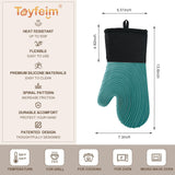 Premium Silicone Oven Mitts – Heat Resistant Up to 500°F, Non-Slip Grip, Easy to Clean, Food Grade & BPA-Free, Ideal for Grilling, Baking, Cooking, Microwave Use (Green) - 45-Degree Angle
