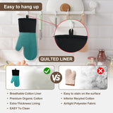 Premium Silicone Oven Mitts – Heat Resistant Up to 500°F, Non-Slip Grip, Easy to Clean, Food Grade & BPA-Free, Ideal for Grilling, Baking, Cooking, Microwave Use (Green) - Rear View