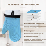 Premium Silicone Oven Mitts – Heat Resistant Up to 500°F, Non-Slip Grip, Easy to Clean, Food Grade & BPA-Free, Ideal for Grilling, Baking, Cooking, Microwave Use (Blue) - Side View