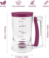 Batter Dispenser with Measuring Marks – 900ml Cake Mix Pourer for Cupcakes, Pancakes, Muffins, Waffles & More (Purple)