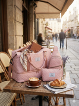 Women’s 3-Piece Travel Bag Set – Large Duffel, Crossbody Backpack & Toiletry Pouch for Gym, Maternity and Weekend Getaways (Pink)  | Other Colors Available in Store