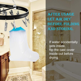 Foot Waterproof Shower Sleeve for Adults – Reusable Cast Protector for Ankle, Foot & Toe During Bathing or Water Activities (Blue) - Top-Down View