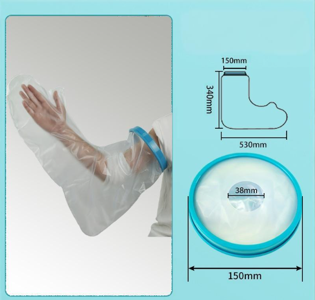 Full Arm Waterproof Shower Sleeve for Kids – Reusable Cast Protector for Hand, Wrist, Elbow & Forearm During Bathing or Water Activities (Blue)